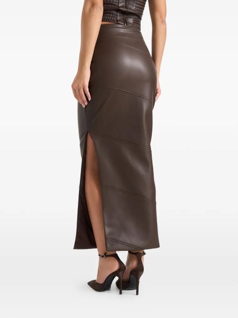 Manière De Voir Daisy panelled side-slit midi skirt - Brown