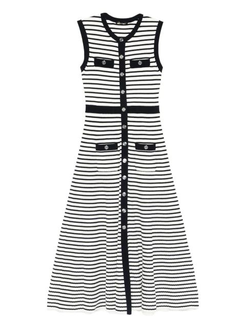 Maje striped-pattern button-fastening maxi dress - White - zdjęcie produktu nr 1