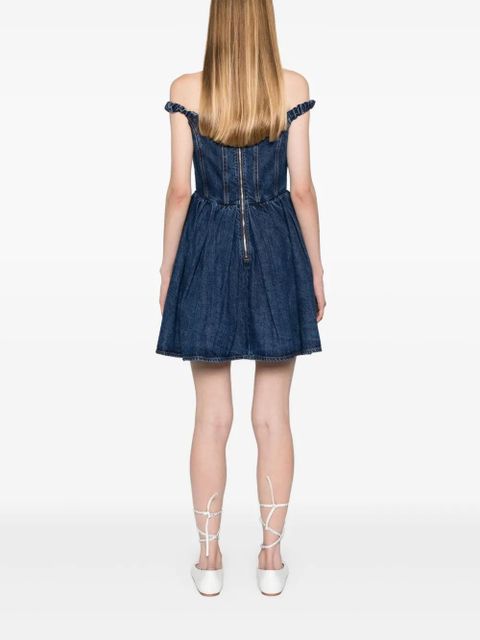 Self-Portrait crystal-embellished denim mini dress - Blue