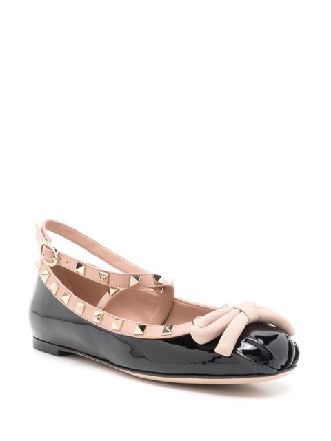 Valentino Garavani Rockstud bow-detailing ballerina shoes - Black - zdjęcie produktu nr 2