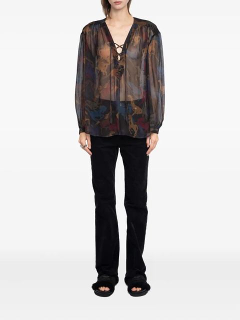 Zadig&Voltaire horse-print lace-up top - Brown - zdjęcie produktu nr 2