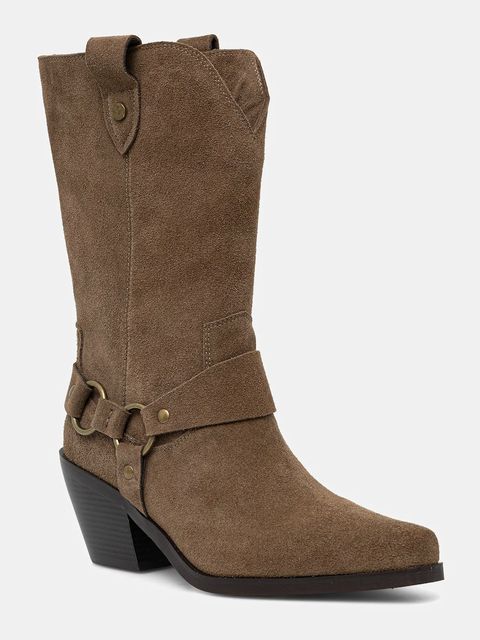 Answear.LAB kowbojki zamszowe kolor brązowy na słupku - zdjęcie produktu nr 2