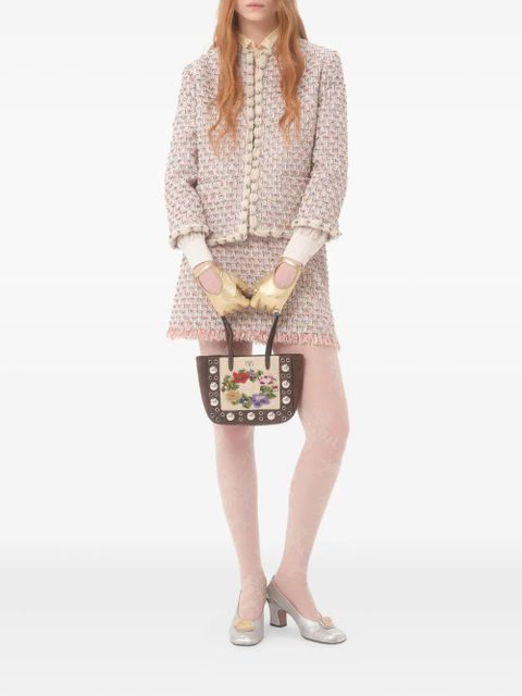 Valentino Garavani Ribbon embroidered tweed jacket - Pink