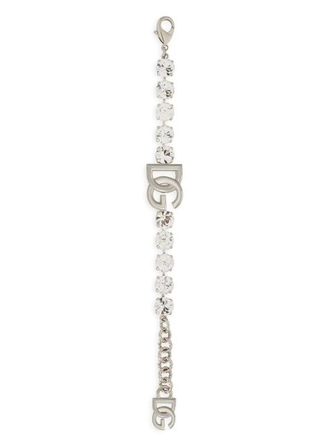 Dolce & Gabbana KIM DOLCE&GABBANA DG-logo rhinestone bracelet - Silver