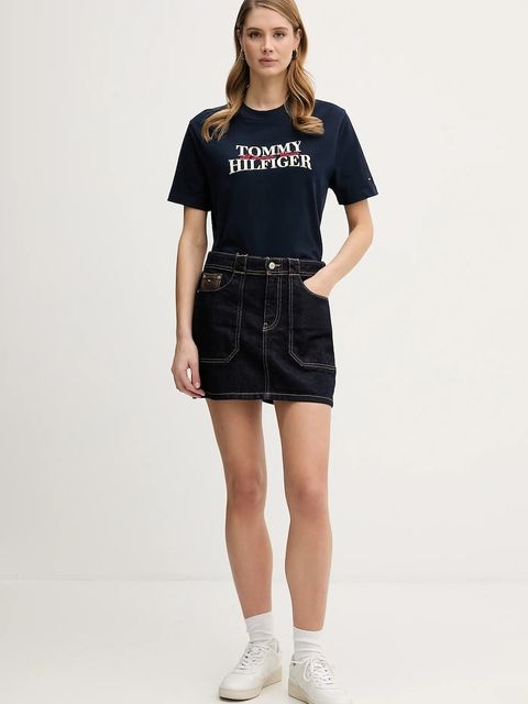 Tommy Hilfiger t-shirt bawełniany damski kolor granatowy WW0WW47884