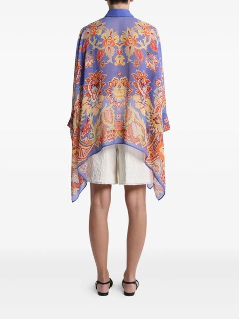 ETRO floral-print poncho shirt - Blue - zdjęcie produktu nr 2