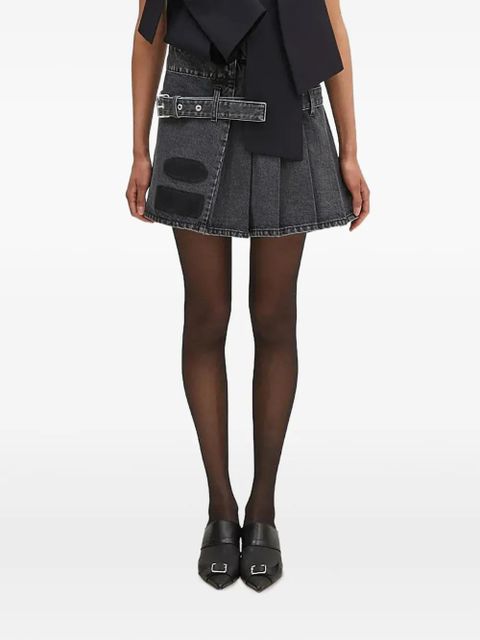 AMBUSH pleated belted denim skirt - Black - zdjęcie produktu nr 1