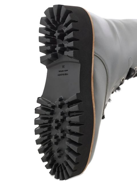 Yves Salomon shearling-trim lace-up combat boots - Grey