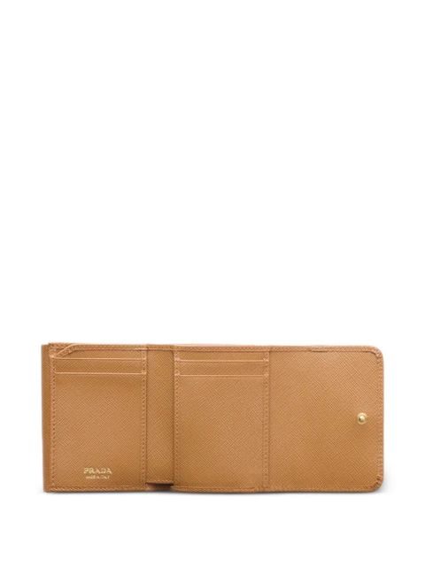 Prada triangle-logo saffiano leather wallet - Neutrals