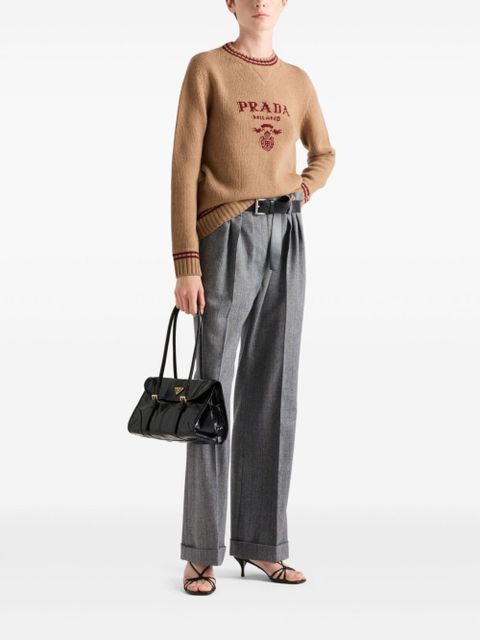Prada intarsia knitted-logo cashmere jumper - Neutrals