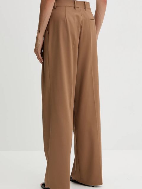 Fracomina spodnie damskie kolor brązowy szerokie high waist FS25WV3016W66101