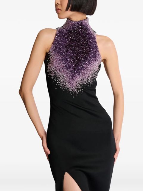 Balmain halterneck embroidered maxi dress - Black