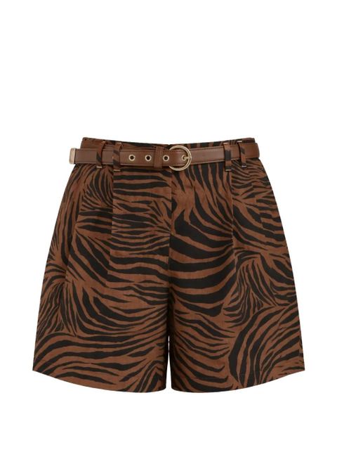Max Mara belted zebra-print cotton shorts - Brown - zdjęcie produktu nr 1
