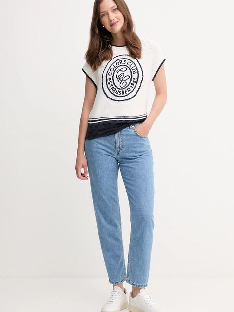 United Colors of Benetton kamizelka bawełniana damski kolor biały 1494E10EH - zdjęcie produktu nr 2