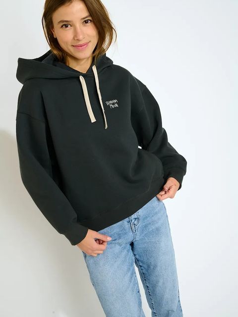 Banana Moon bluza Rockford damska kolor czarny z kapturem z nadrukiem SUNJAX.ROCKFORD