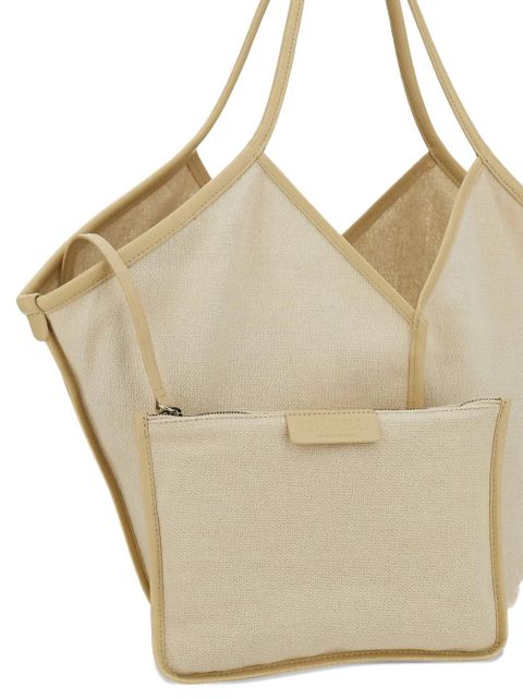 Hereu zipped detachable leather tote bag - Neutrals