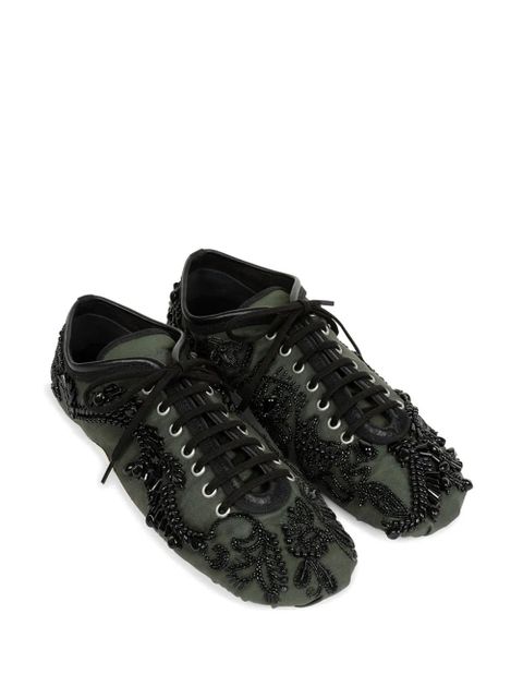 DRIES VAN NOTEN embroidered ballerina sneakers - Green - zdjęcie produktu nr 2