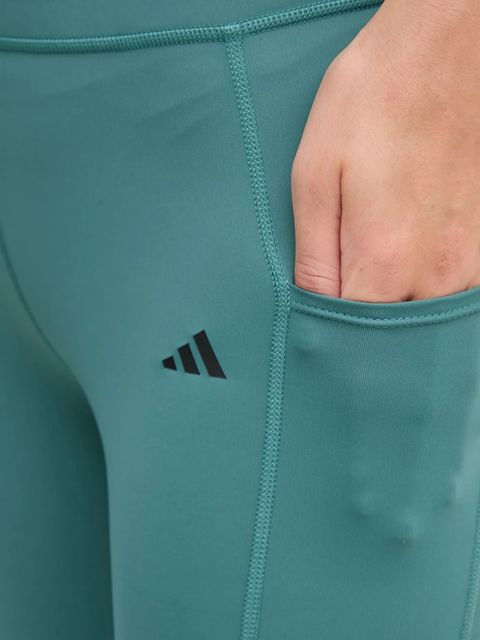adidas Performance legginsy treningowe Optime damskie kolor zielony gładkie JW7610