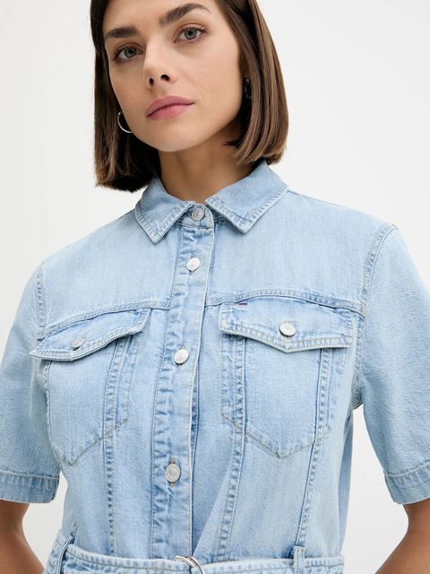 Tommy Jeans sukienka jeansowa kolor niebieski mini prosta DW0DW21168