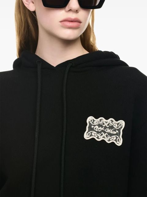 Off-White lace logo appliqué cotton hoodie - Black