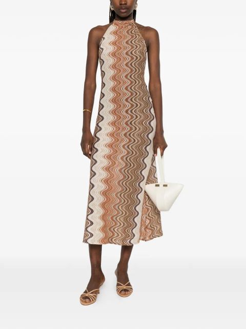 MC2 Saint Barth Tony R chevron-knit halterneck dress - Neutrals - zdjęcie produktu nr 2
