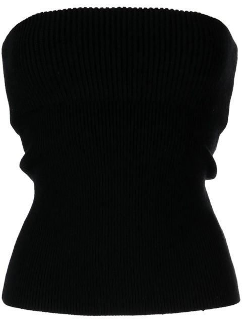 Alexander Wang double-layer ribbed-knit strapless top - Black - zdjęcie produktu nr 1