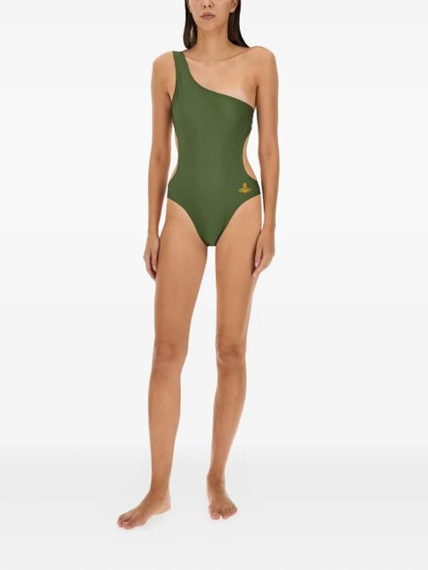 Vivienne Westwood one-shoulder cutout swimsuit - Green