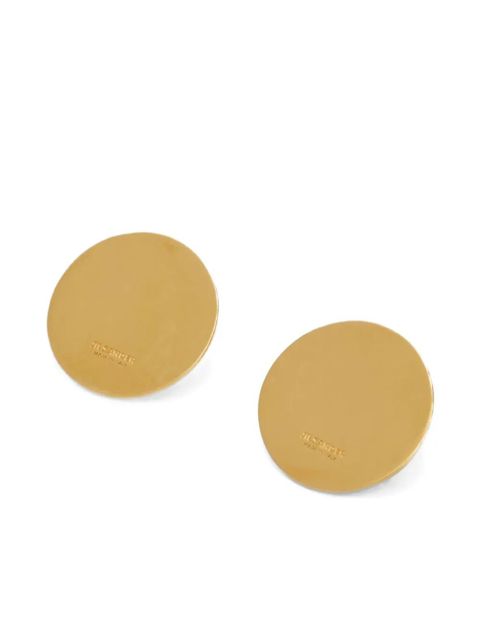 Jil Sander engraved-logo round earrings - Gold