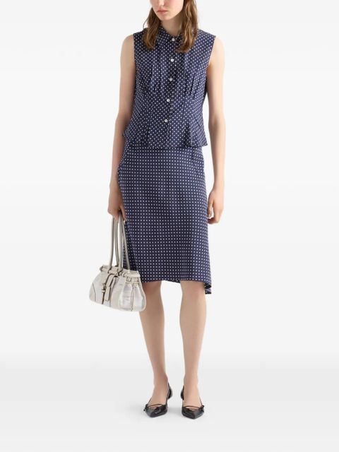 Prada sleeveless polka-dot marocain silk shirt - Blue - zdjęcie produktu nr 2