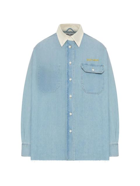 Miu Miu collared pocket shirt - Blue - zdjęcie produktu nr 1