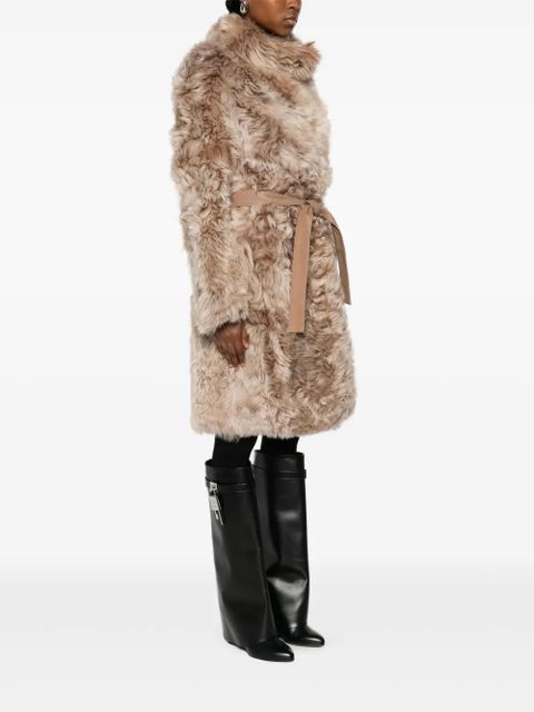 Yves Salomon shearling belted coat - Brown