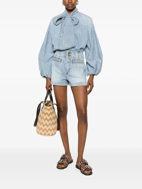 ZIMMERMANN ZIM INDRA DENIM TIE NECK BLOUSE SKYLARK - Blue - zdjęcie produktu nr 2