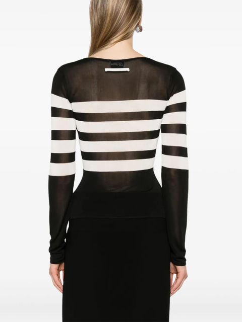 Jean Paul Gaultier logo-embroidered striped jumper - Black