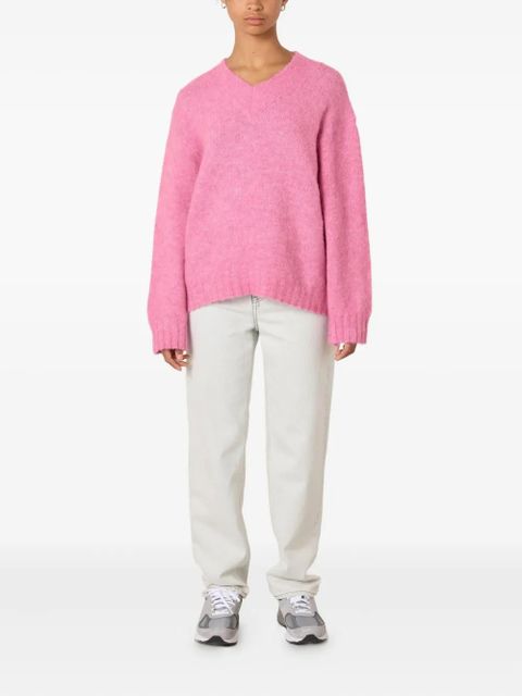 American Vintage V-neck ribbed east jumper - Pink - zdjęcie produktu nr 2