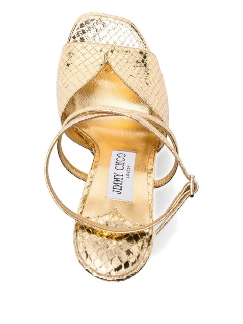Jimmy Choo 120mm snakeskin sandals - Gold