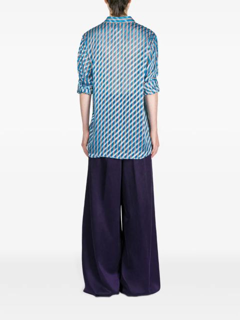 DRIES VAN NOTEN striped devoré shirt - Blue