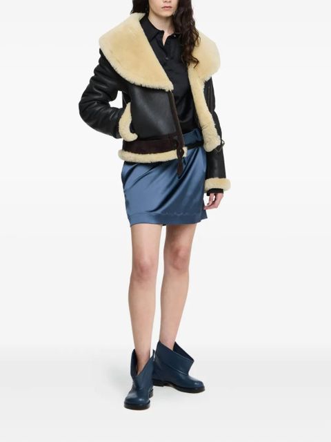 JW Anderson shearling-collar leather jacket - Brown - zdjęcie produktu nr 2