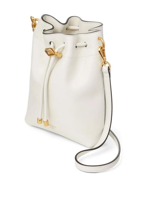 Jimmy Choo mini Cinch leather bucket bag - White