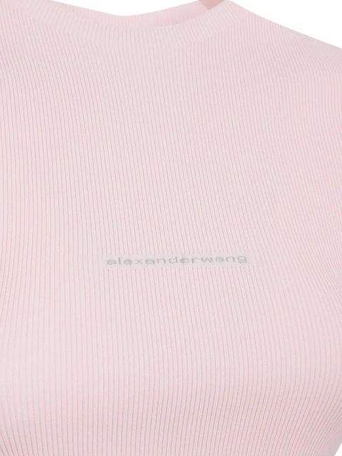 Alexander Wang ribbed-knit logo-detail mini dress - Pink