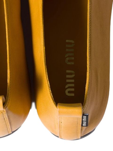 Miu Miu Élan bow leather ballerina flats - Yellow