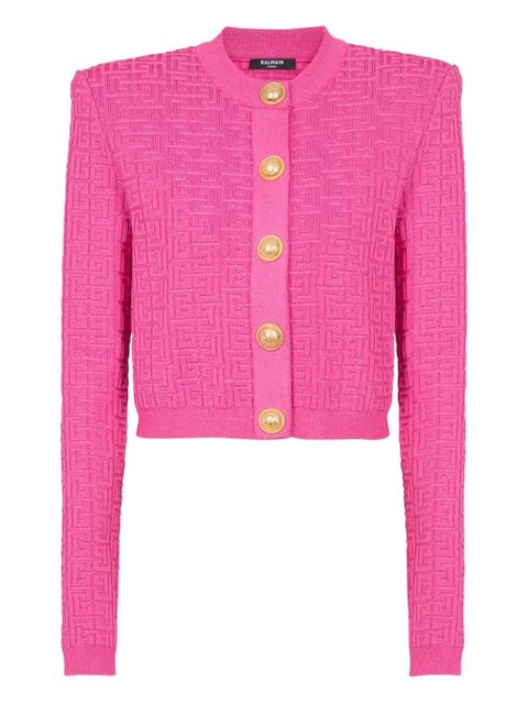 Balmain monogram-pattern cardigan - Pink - zdjęcie produktu nr 1