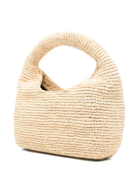 Manebi Halfmoon raffia tote bag - Neutrals