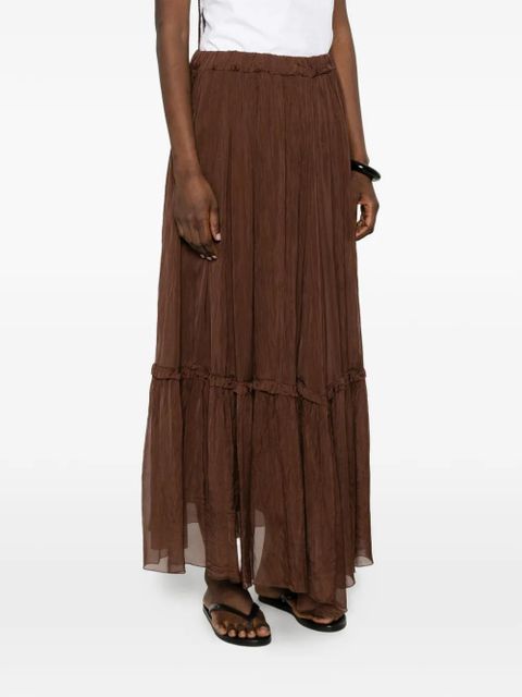 SOLOTRE ruffled skirt - Brown