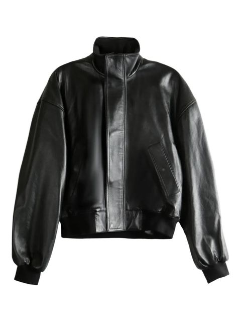 Balenciaga high-neck leather bomber jacket - Black - zdjęcie produktu nr 1