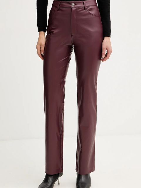 Guess spodnie damskie kolor brązowy proste high waist W5BB75 K8S30 - zdjęcie produktu nr 1