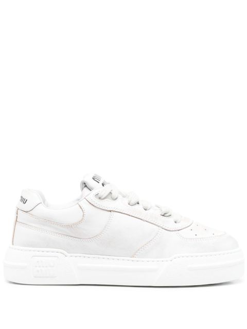 Miu Miu bleached leather sneakers - White