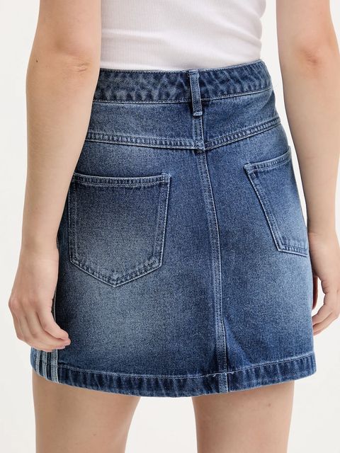 adidas Originals spódnica jeansowa Denim Mini Skt kolor niebieski mini rozkloszowana JW2649