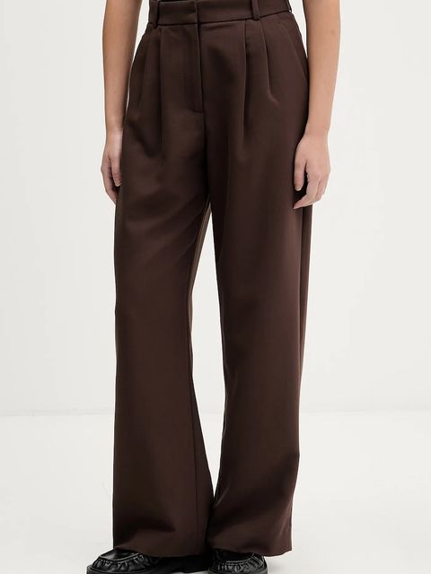 Abercrombie & Fitch spodnie damskie kolor brązowy szerokie high waist KI156-5502-480 - zdjęcie produktu nr 1