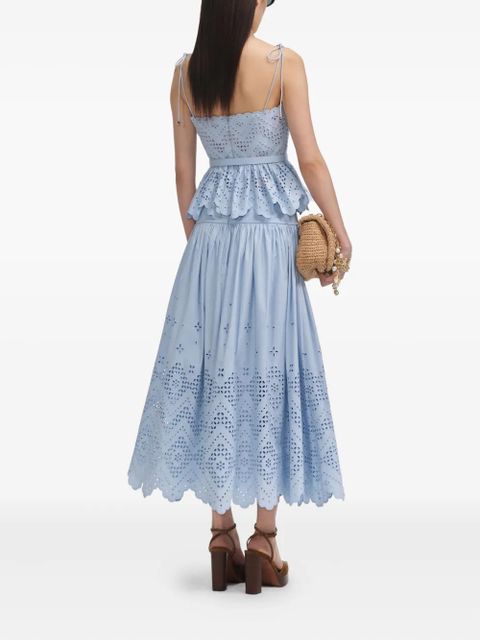 Self-Portrait cotton A-line skirt - Blue