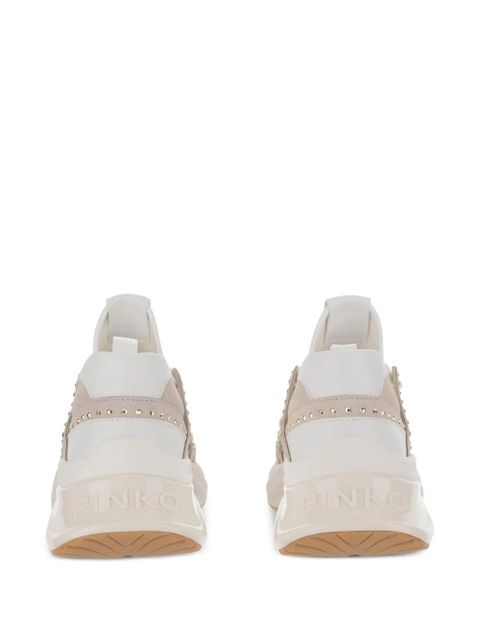 PINKO Ariel rhinestone-embellished lace-up sneakers - Neutrals